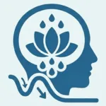 minimalist steel blue icon featuring a head silhouette and a blooming lotus symbol for professional depression treatment and recovery webp