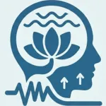 steel blue minimalist icon of a head silhouette featuring calming waves and a lotus symbol, representing clinical anxiety treatment and emotional grounding webp
