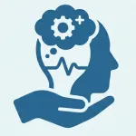 steel blue minimalist icon representing a professional mental health consultation and psychiatric evaluation webp