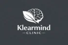 Klearmind Clinic logo with brain and leaf symbol in white
